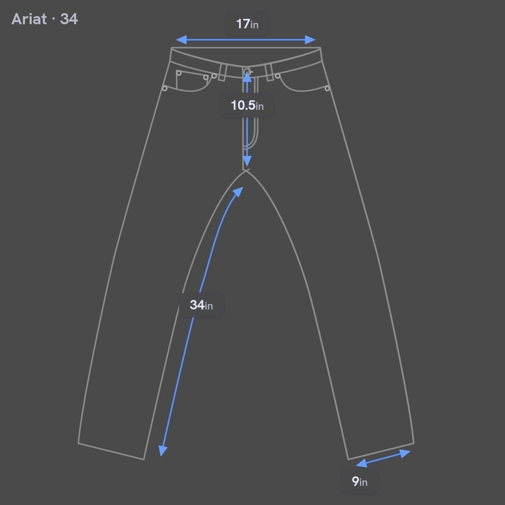Ariat M5 Legacy Straight Jeans 34x34 Dark Wash Western Workwear Cowboy Wiskering - Picture 14 of 14